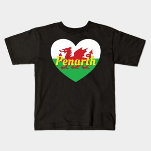 Penarth Wales UK Wales Flag Heart Kids T-Shirt